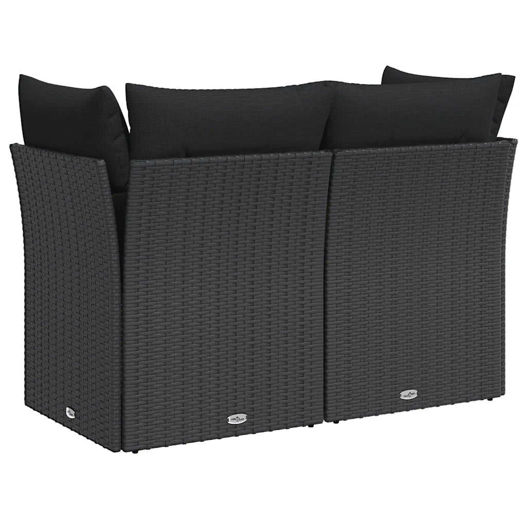 Divano da giardino con cuscini 2 Posti-Sofa da Giardino-Divano da esterno nero in polyrattan 837784