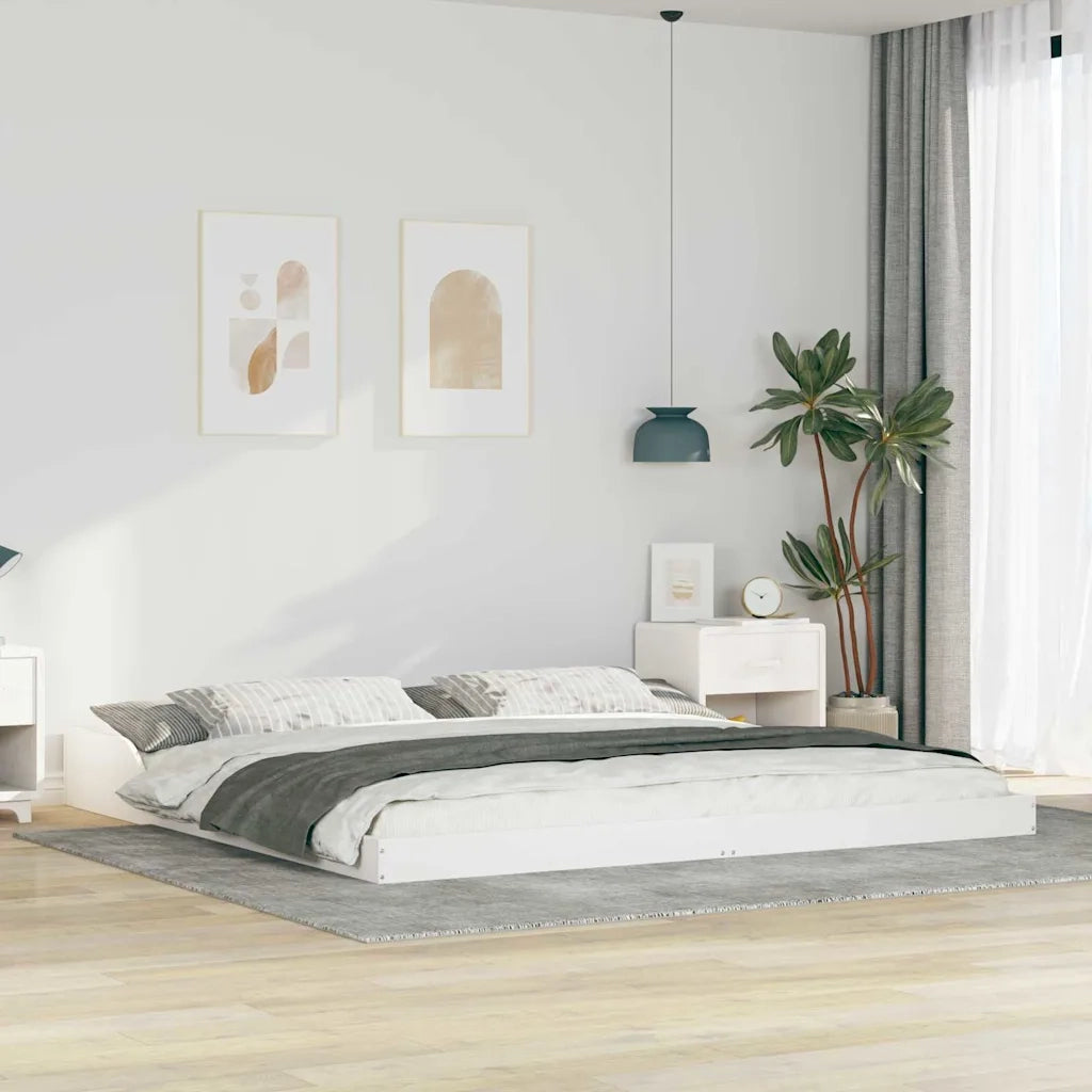 Struttura del letto Bianco 200 x 210 cm Pino massello 873362