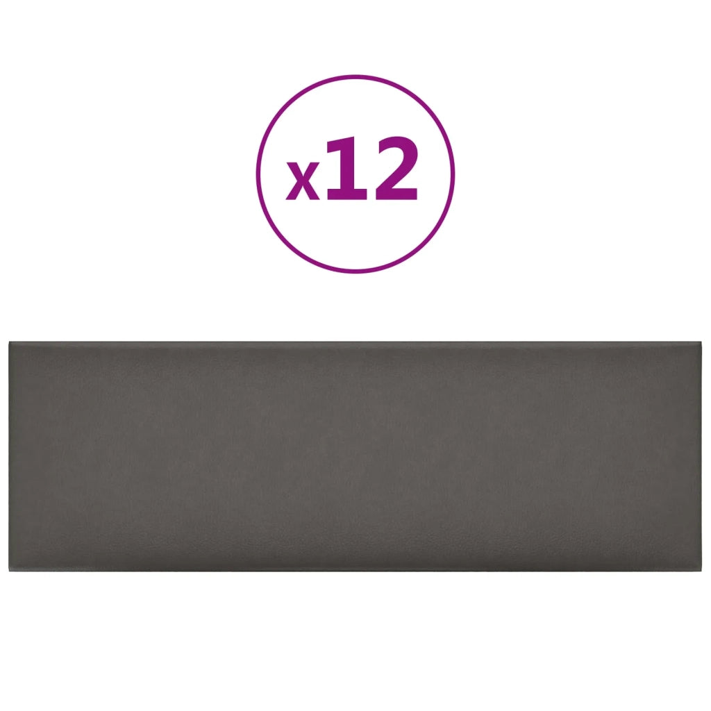 Testiera da Parete 12 pcs Grigio 90 x 30 cm Tessuto 4008371