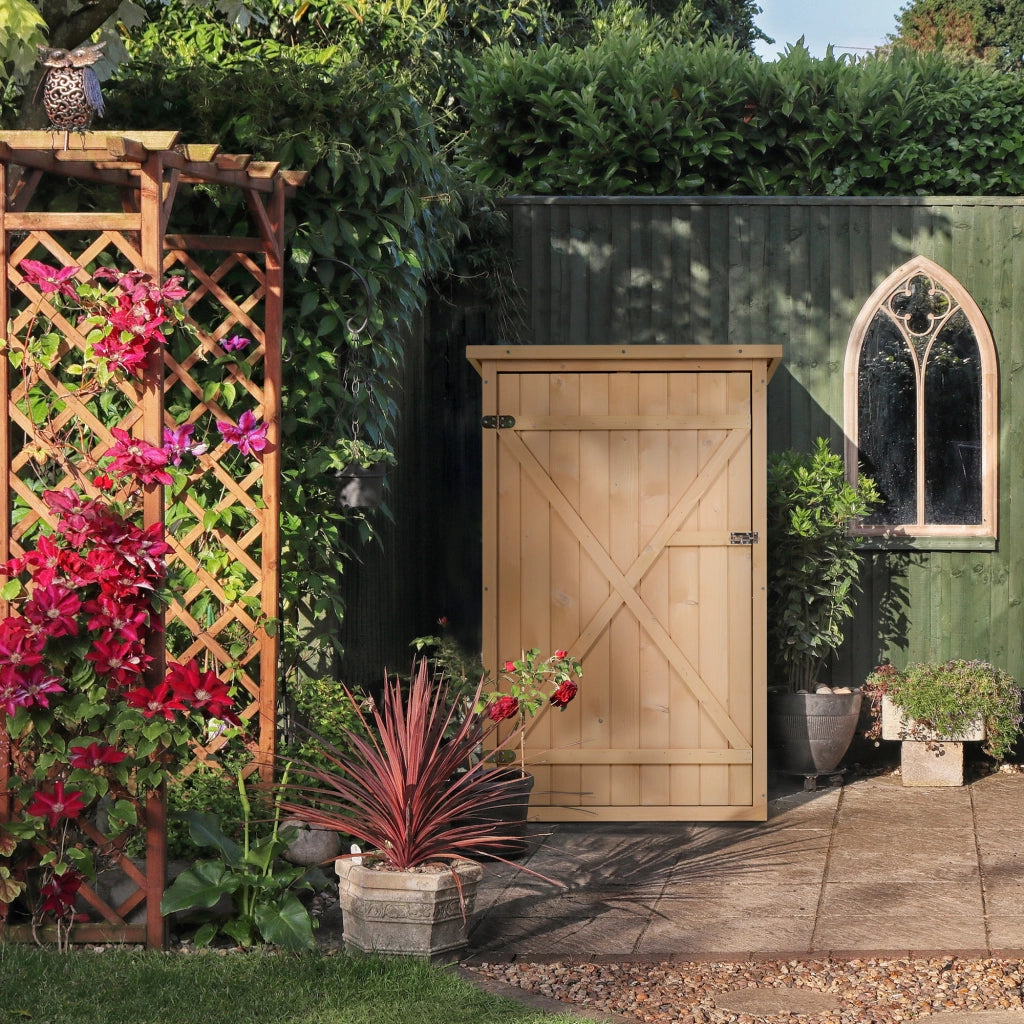EasyComfort Casetta da Giardino in Legno di Abete con Tetto Impermeabile e 2 Mensole, 75x56x115 cm