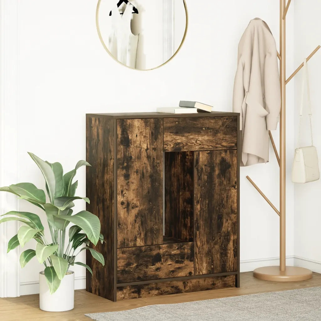 Credenza con Cassetti e Ante Rovere Fumo 73x31x90 cm 861854
