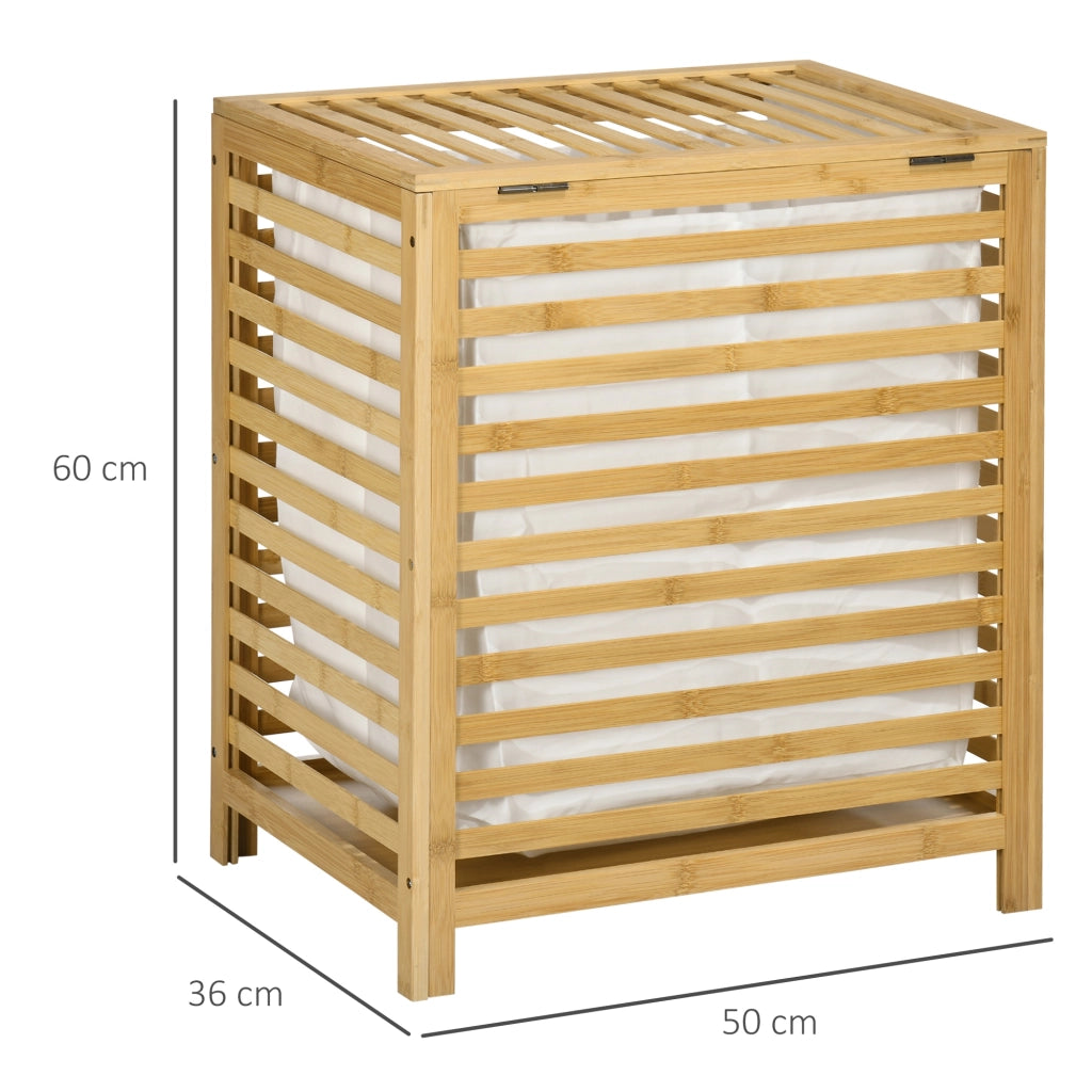 Cesto Portabiancheria Bamb¨´ ¨C Xylo ¨C 55L con 2 Manici e Sacca Rimovibile 50x36x60cm Naturale
