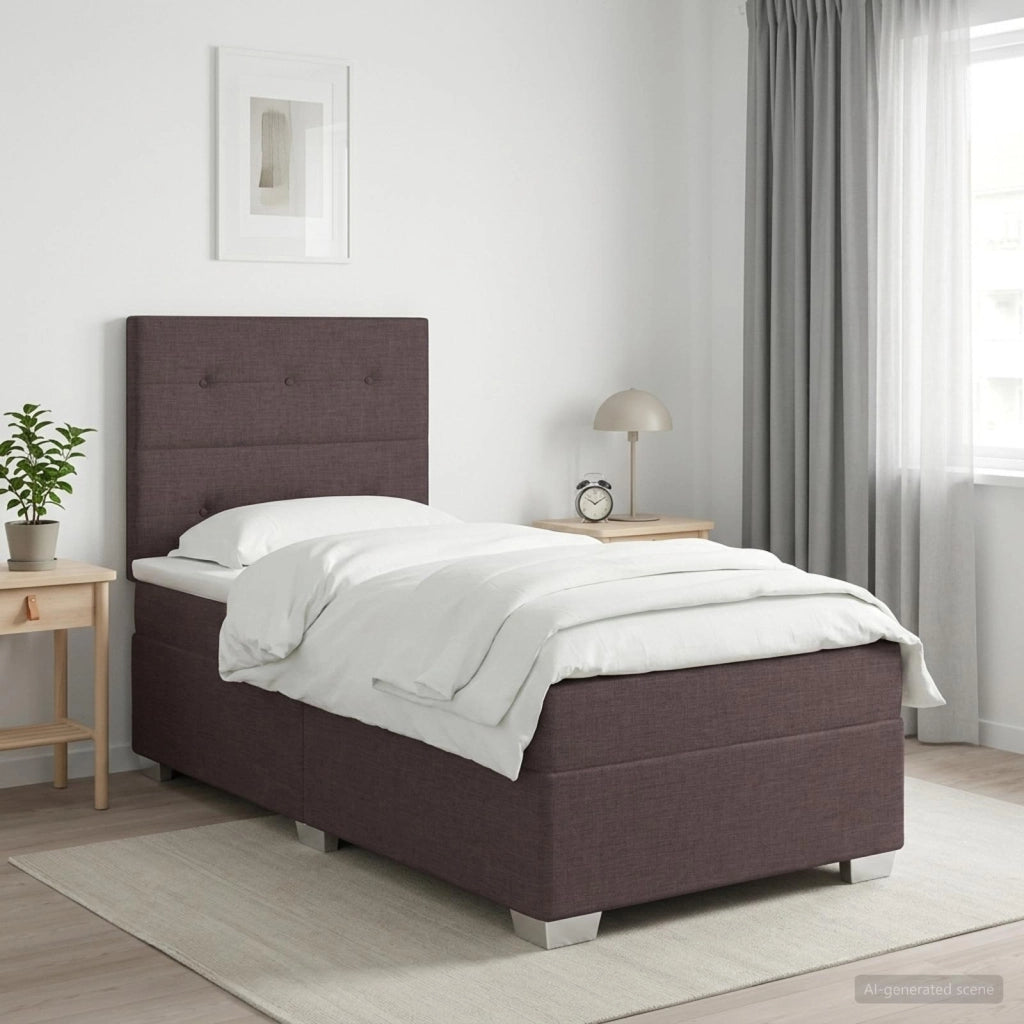 Letto box spring con materasso Marrone Scuro 90 x 200 cm 3454785