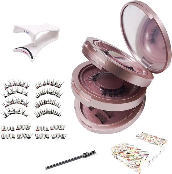 Set di 8 paia di ciglia magnetiche, naturali e artificiali, con pinza utile, senza eyeliner, riciclabile.