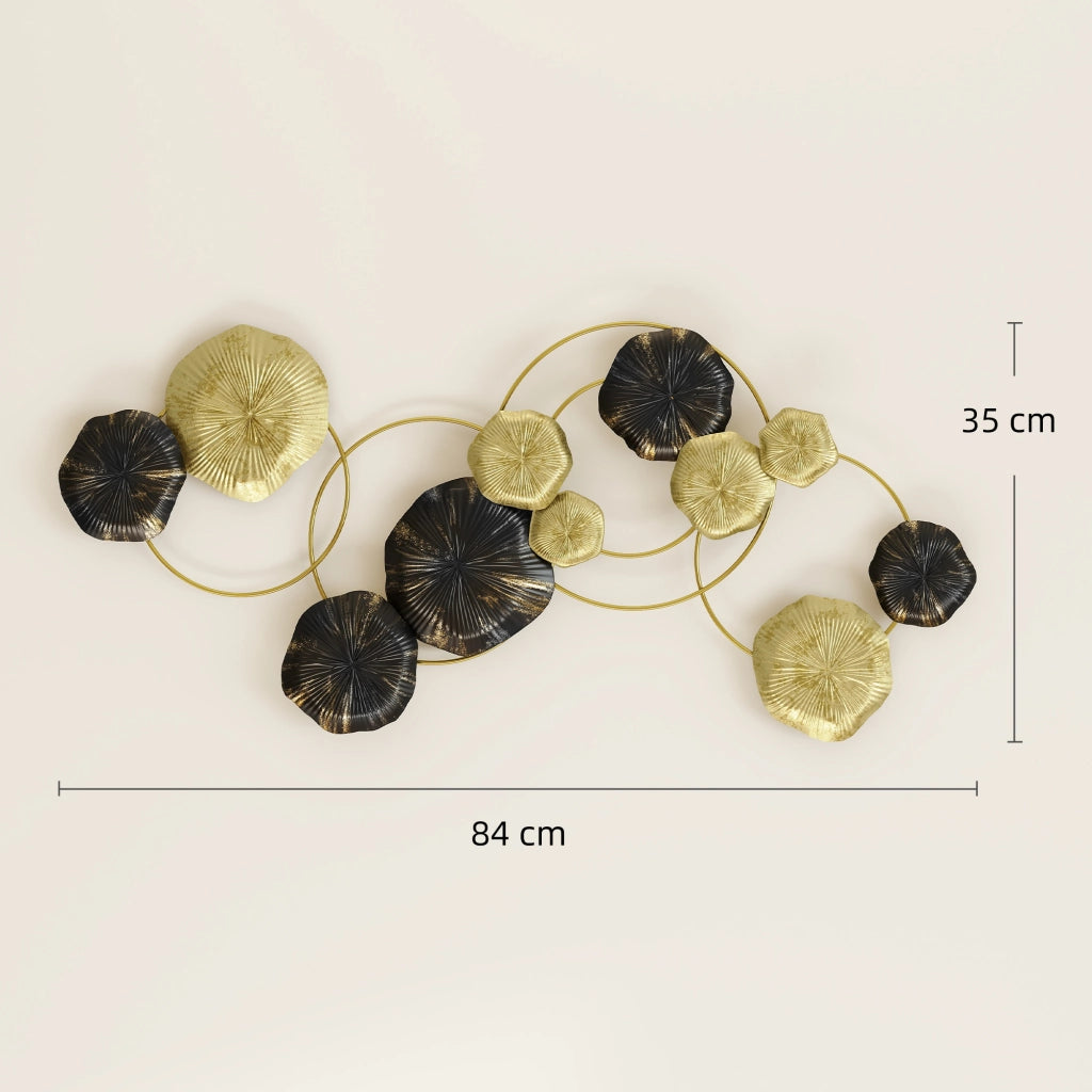 Scultura a Parete Foglia di Loto ¨C Minimal ¨C Dorato e Nero 84x35 cm