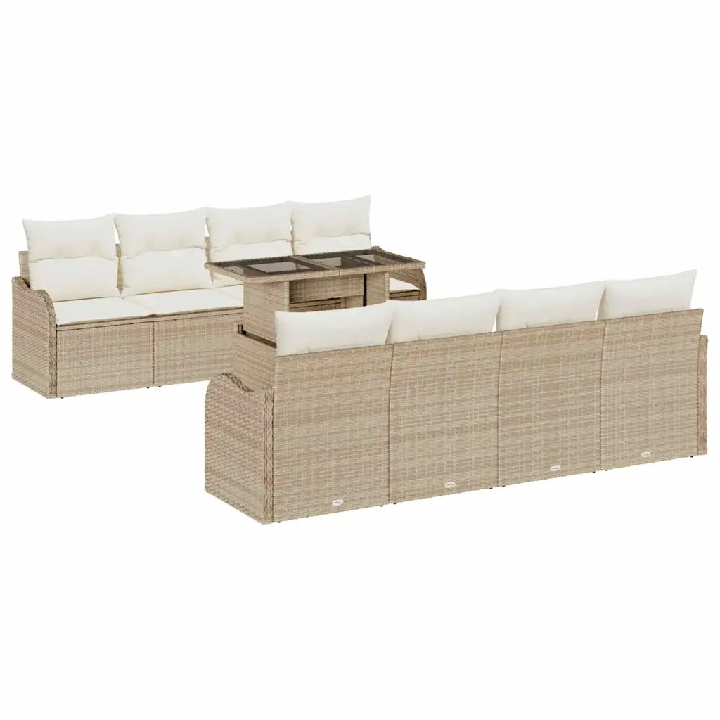 Set Divano da Giardino 9 pcs Beige Rattan in Polipropilene 3357164