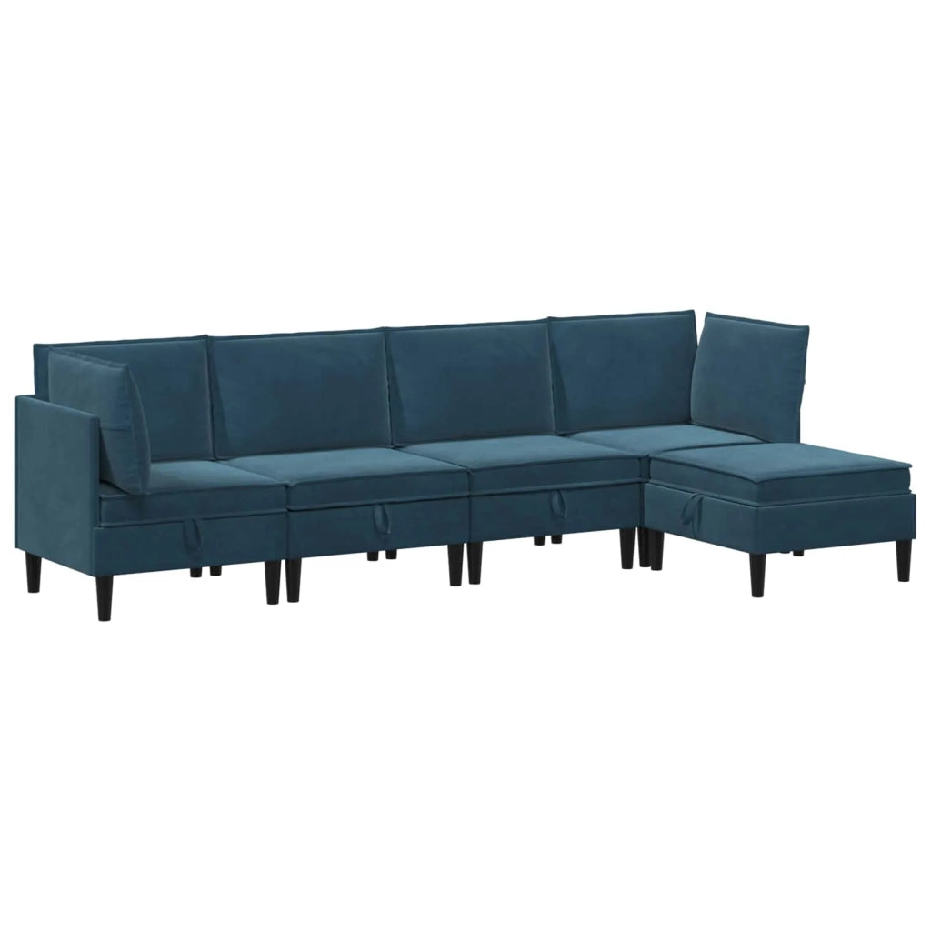 Set di mobili per il soggiorno con cuscino 5 pcs Blu Velluto 3413771