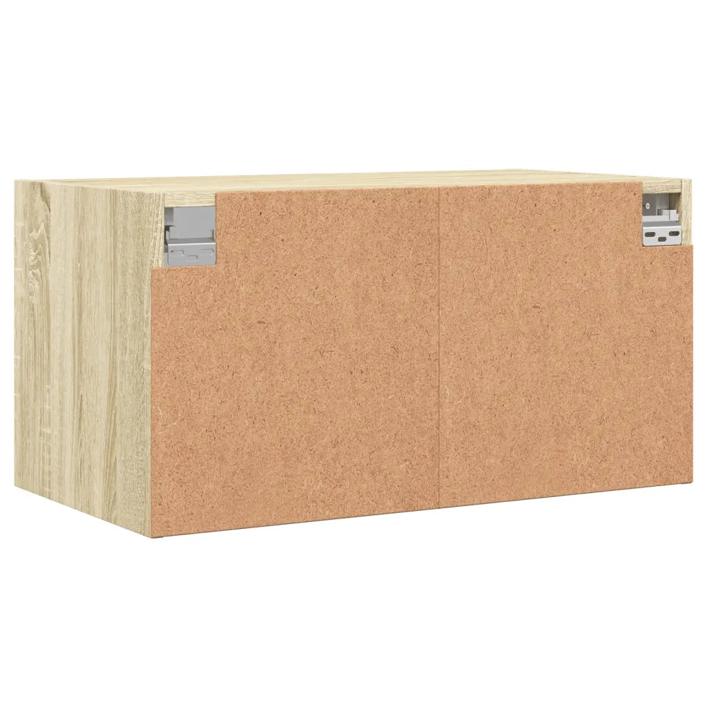 Armadietto a Muro | Mobili a Muro con Ante in Vetro 2 pz Rovere Sonoma 68,5x37x35 cm