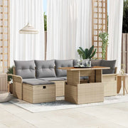 Set Divano da Giardino 7 pcs Beige polyrattan