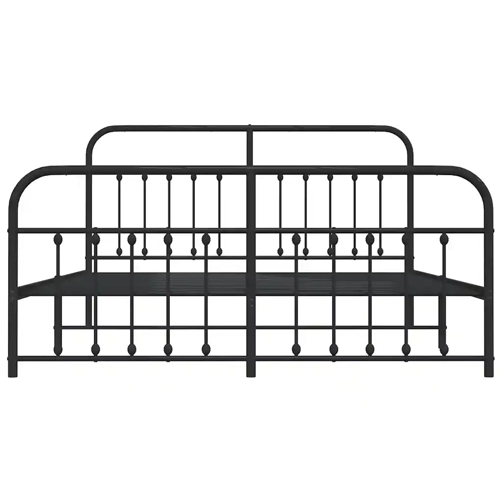 Giroletto con Testiera e Pediera-Struttura Letto Metallo Nero 183x213 cm 368714
