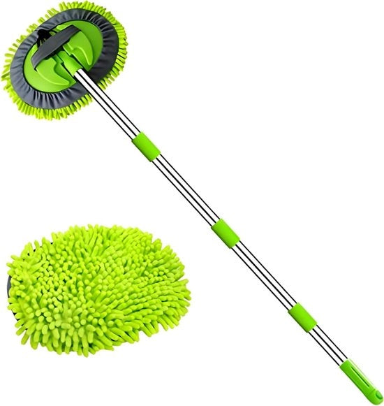Doppia Funzione Spazzolino Autoportatile Telescopico - Spazzola Auto con Asta Telescopica - 180° Rotazione – Spazzolino Auto Telescopico con Setole Molli – Manica di Protezione - Spazzolino Auto Riscattabile