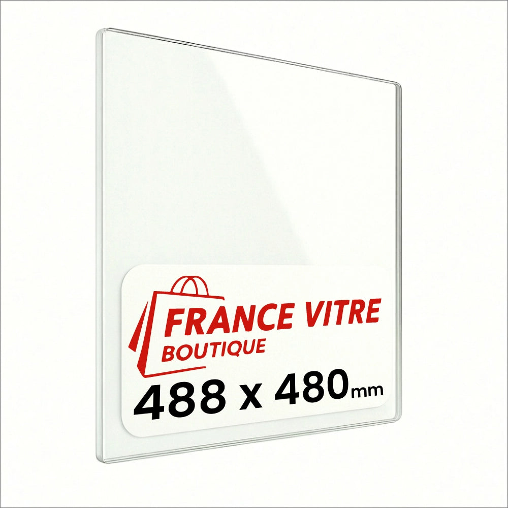 488 x 480 x 4 mm - Vetro per stufa a legna - vetro camino di ricambio - vetro per caminetto resistente al fuoco - France Vitre