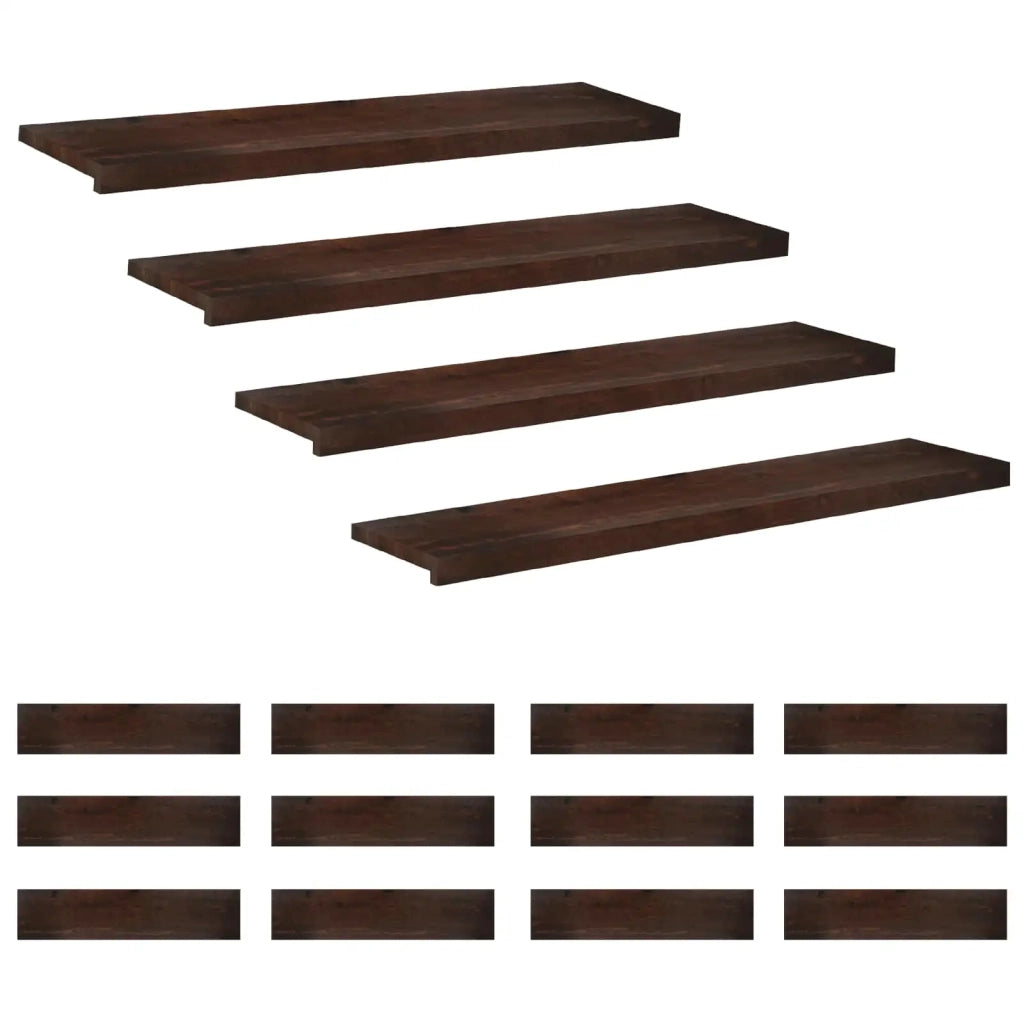 Tappeti per scale 16 pz 110 x 25 x 2 cm Marrone Scuro 3446452