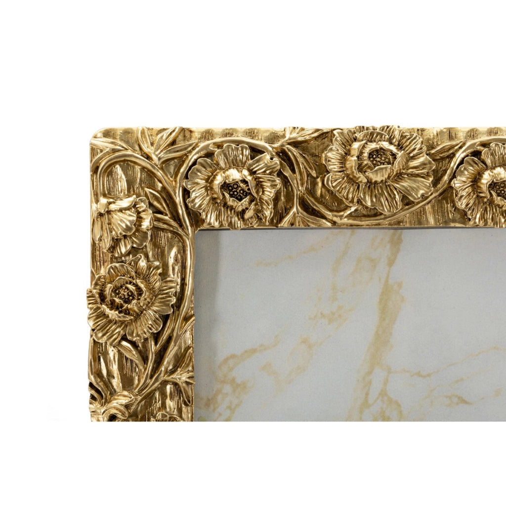 Cornice portafoto Poppy oro con decoro a papaveri 20x25 cm