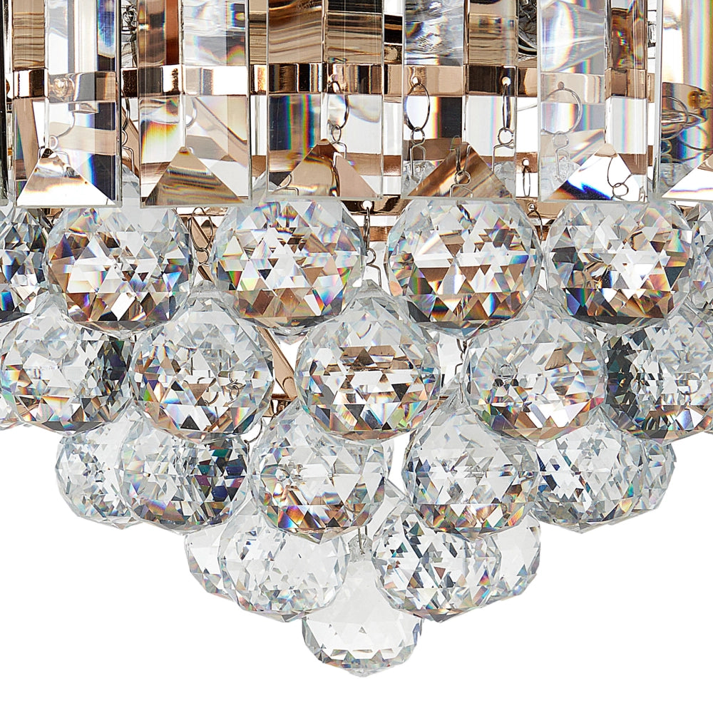 Lampadario in metallo dorato ⌀ 40 cm Lampada a sospensione Cristalli di vetro Stile Glamour