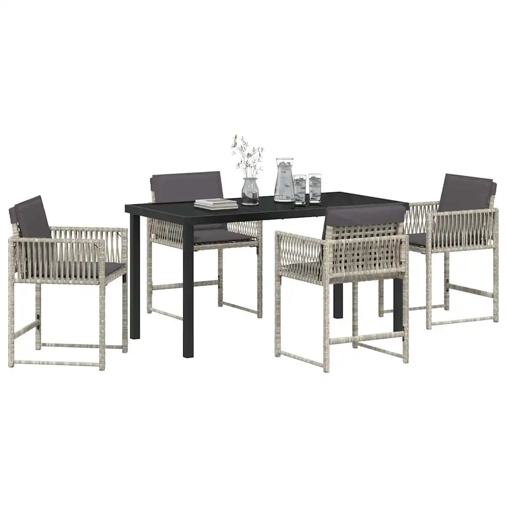 Set da Pranzo per Giardino 5 pcs Grigio chiaro polyrattan 3380762