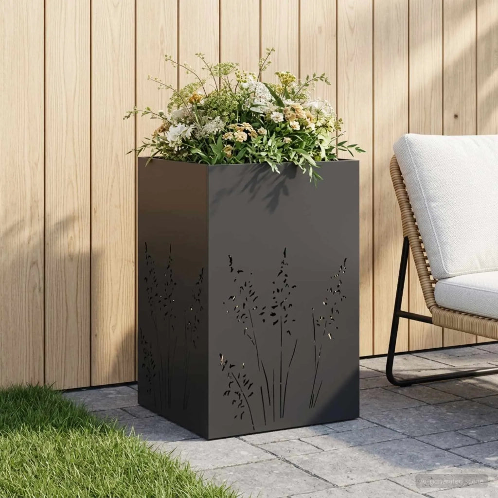 Vaso da giardino Nero 50 x 50 x 75 cm Acciaio laminato a freddo 8005764