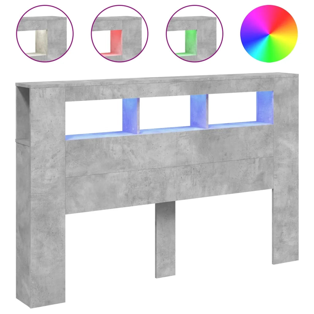 Testiera LED Grigio Cemento 160x18,5x103,5 cm Legno Multistrato 837354
