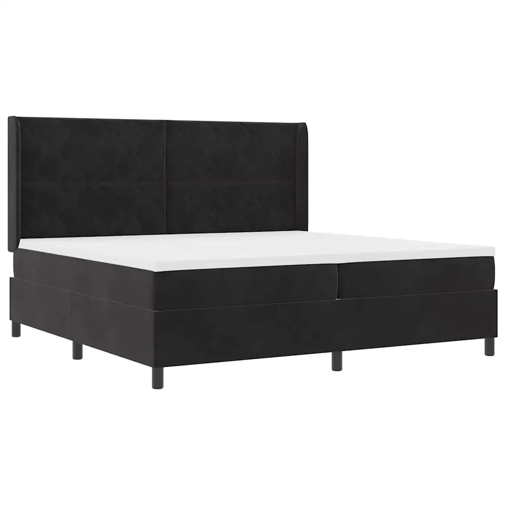 Letto a molle con materasso con led Nero 200 x 200 cm Velluto