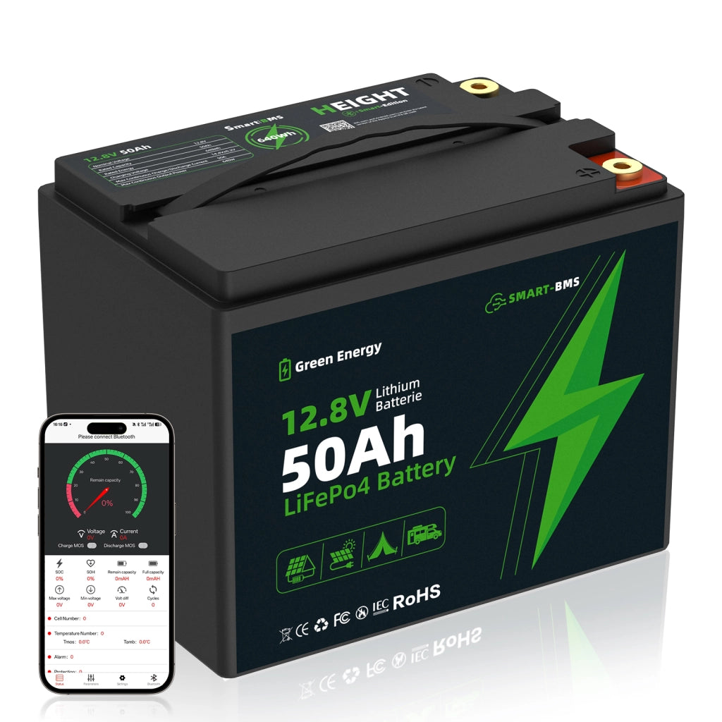 Power Station Portatile con Batteria di Accumulo 12;8V 50Ah con Bluetooth; 15000 cicli; BMS intelligente; impermeabile IP67; per auto; moto; camion