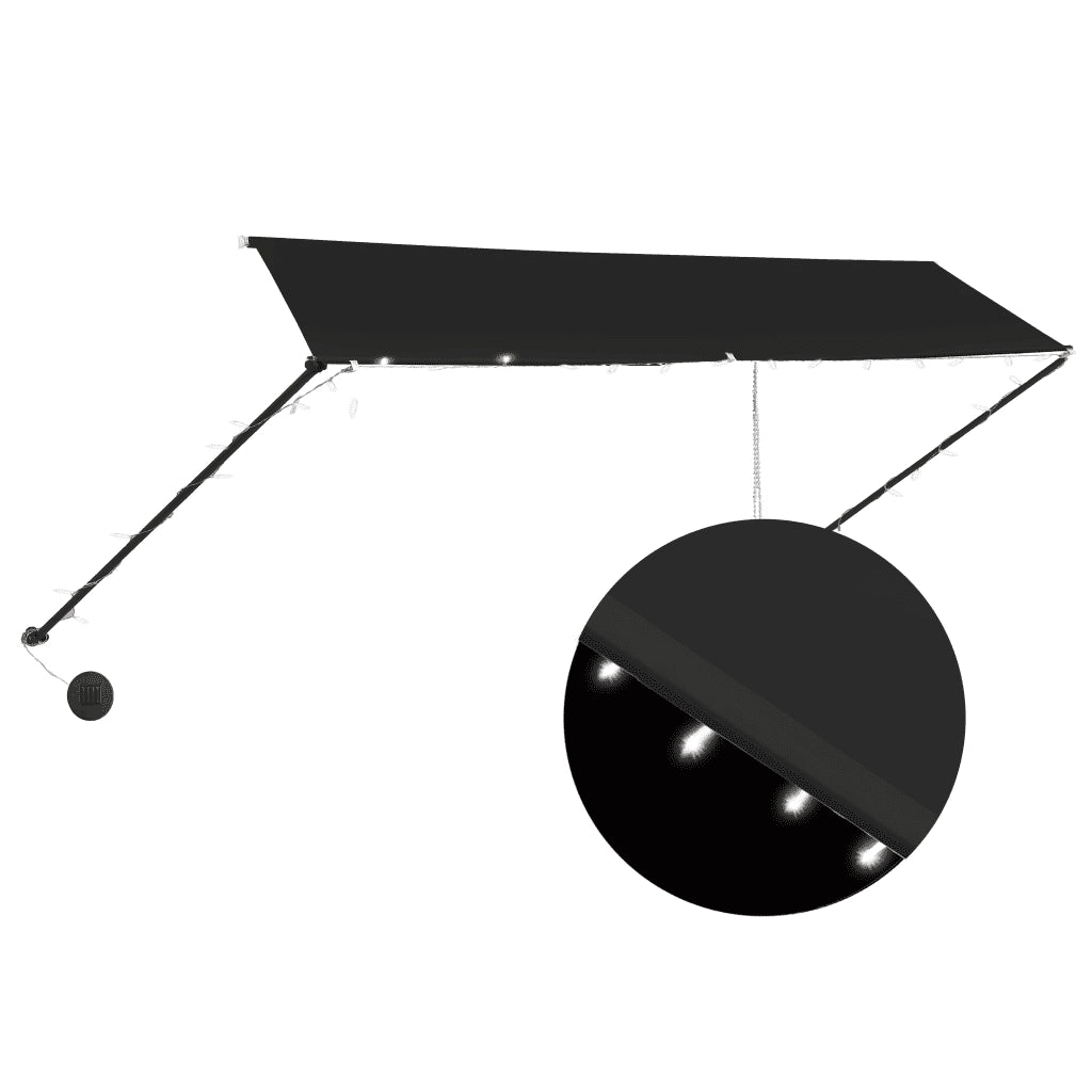 Tenda da Sole Retrattile con LED-Tenda parasole per Patio 350x150 cm Antracite