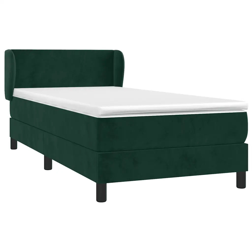 Giroletto a Molle con Materasso-Struttura Letto Verde Scuro 90x190 cm Velluto 605034