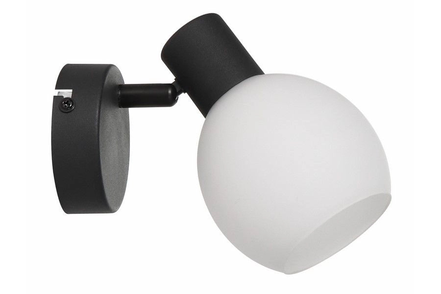 Applique classica nera con vetro bianco Cortez E14