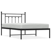 Letto singolo | Letto per adulti | Giroletto con Testiera in Metallo Nero 107x203 cm