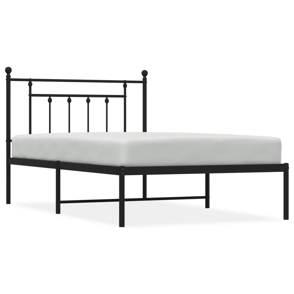 Letto singolo | Letto per adulti | Giroletto con Testiera in Metallo Nero 107x203 cm