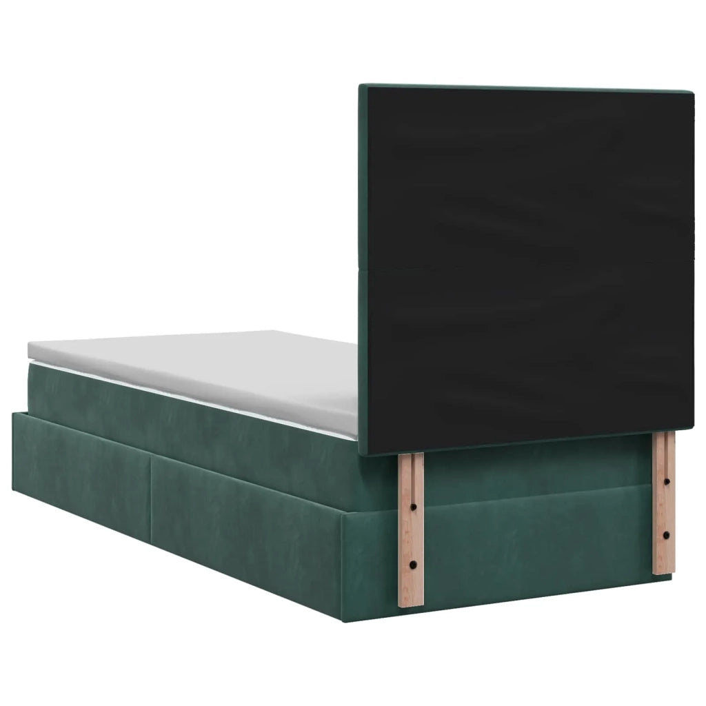 Letto Ottomano con Materasso e LED Verde Scuro 80 x 200 cm 3458340