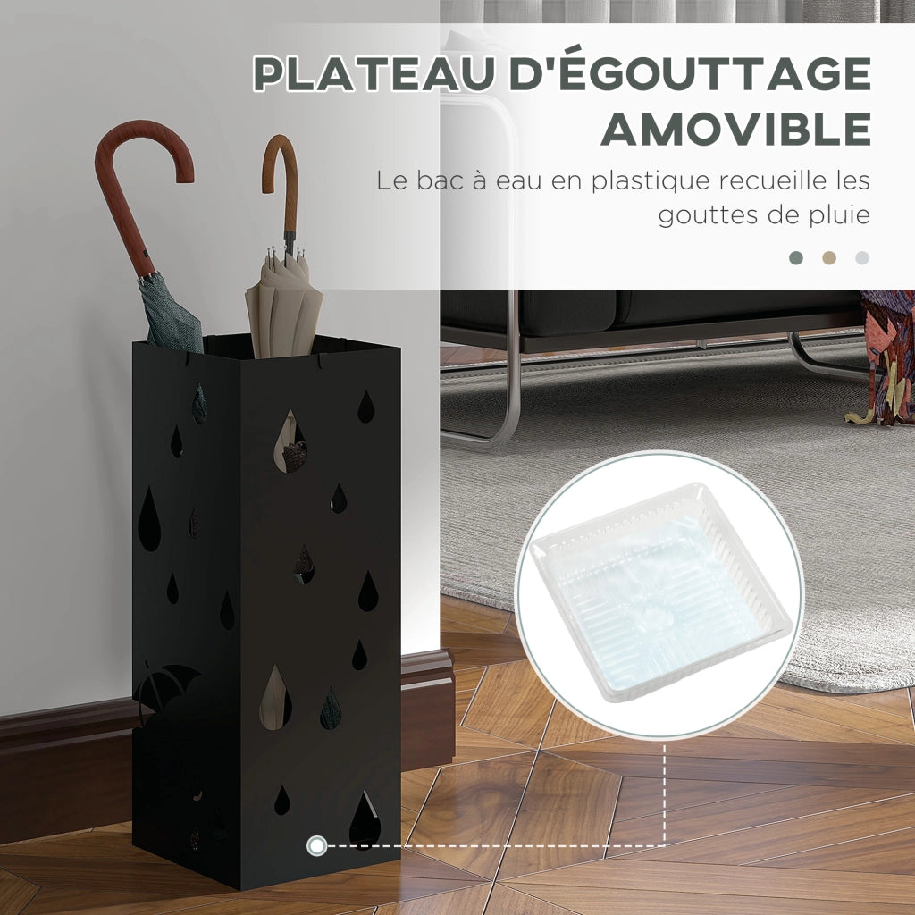 Portaombrelli in acciaio con vassoio ¨C Minimal ¨C nero
