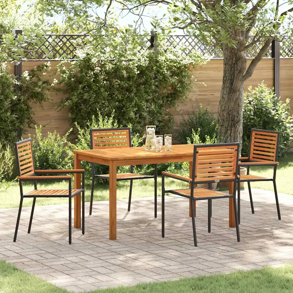 Set da Pranzo per Giardino 5 pcs Nero Legno di Acacia Massello 3365535