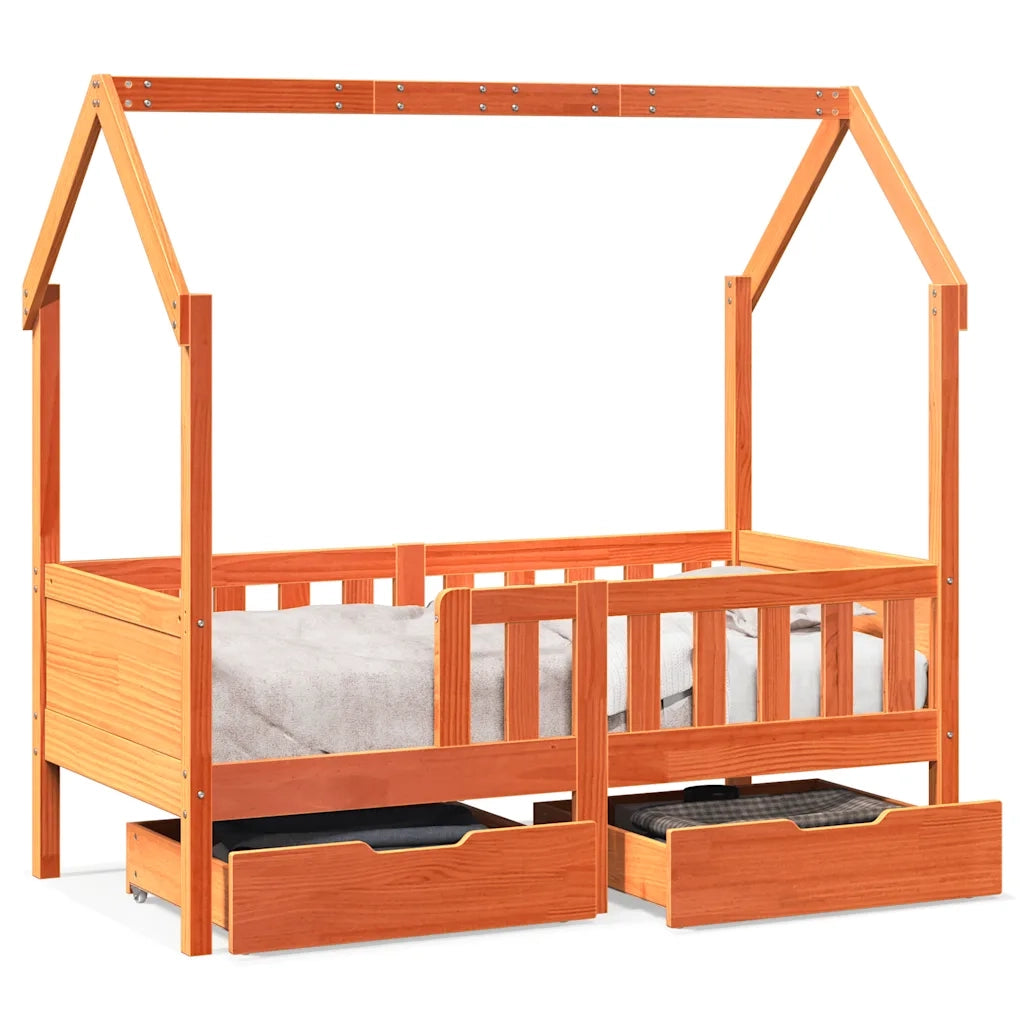 Giroletto per Bambini con Cassetti 80x170cm Legno Massello Pino 3302043