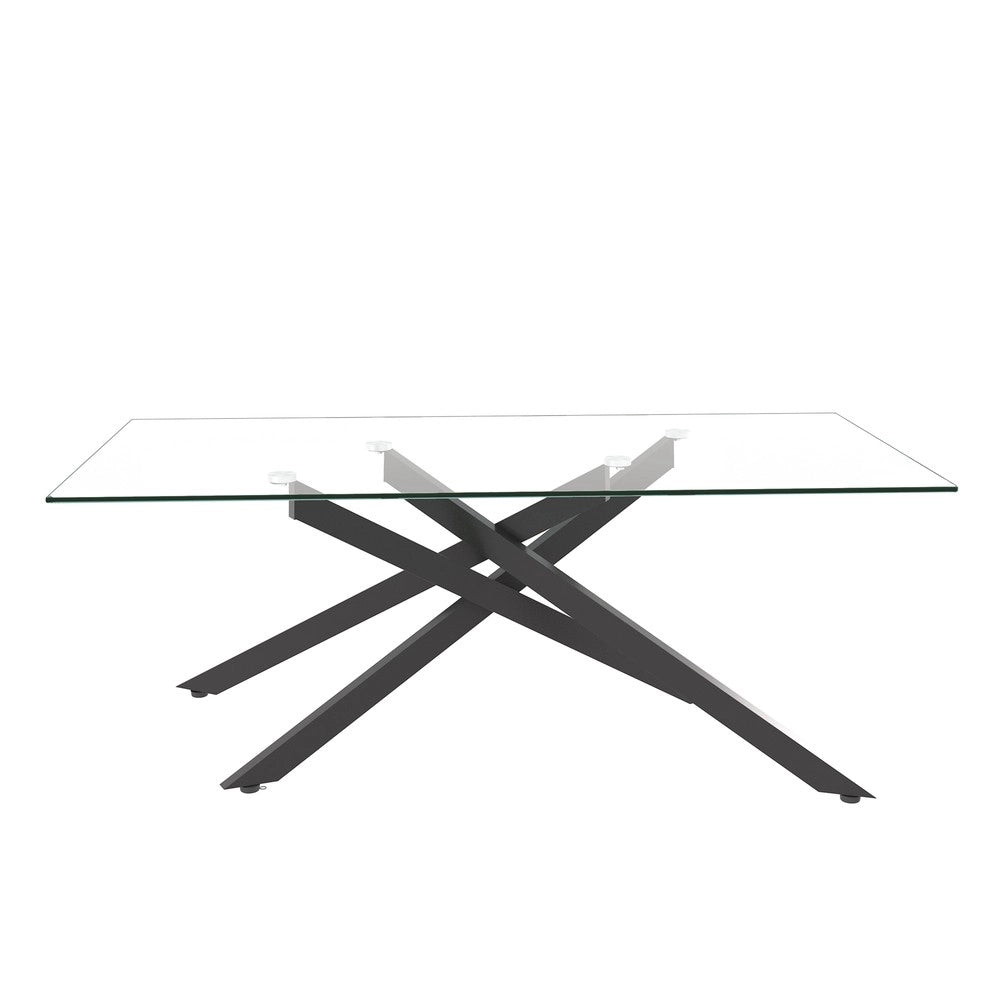 Tavolino da Caff¨¨ in Vetro Temperato ¨C MINIMAL ¨C Nero, Gambe in Metallo, Rettangolare 120x60x46 cm