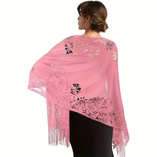 Stola da sposa elegante per donne, stola da sposa, scialli e scialli per donne, foulard per donne, scialle per donne, foulards per donne, copertura delle spalle per donne, abito da sera elegante - rosa