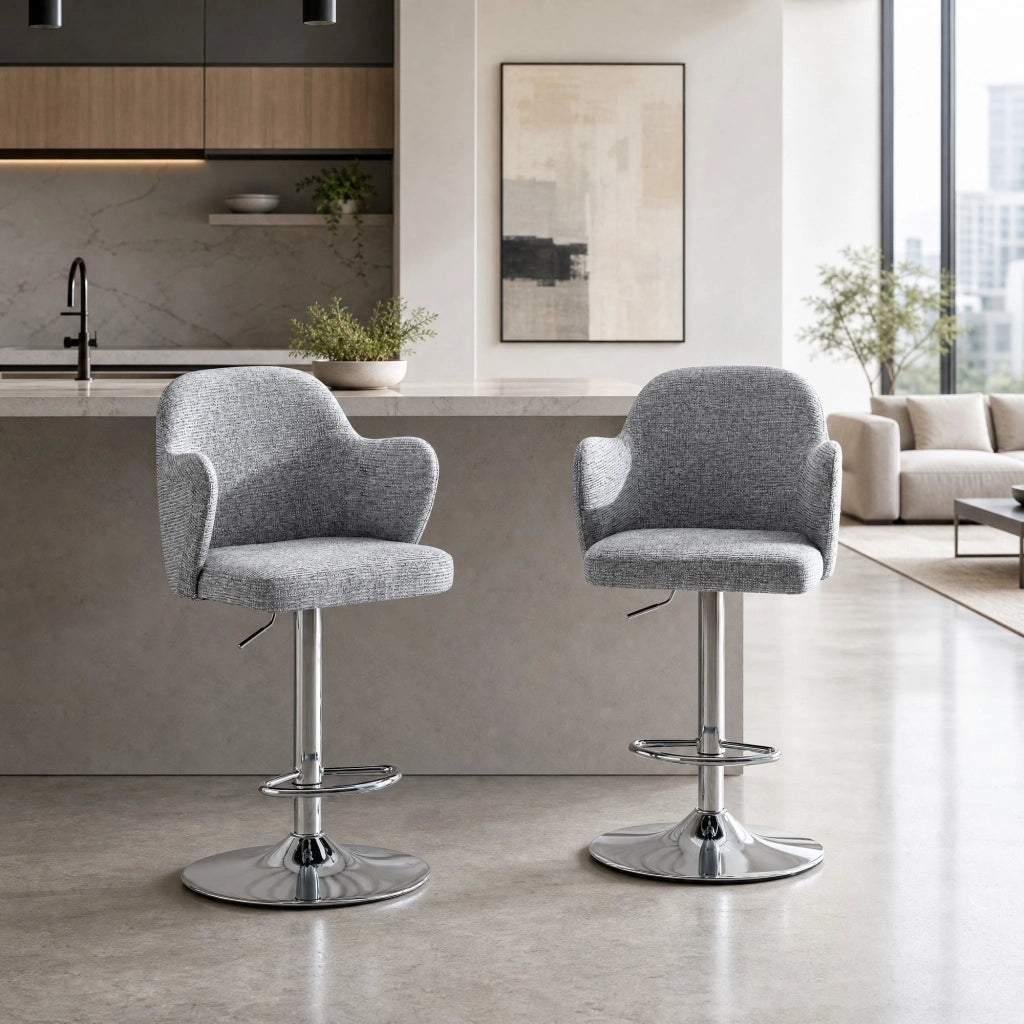 SGABELLO DA BAR Girevole e regolabile Set da 2 pezzi Grigio 88x49x54,5 cm