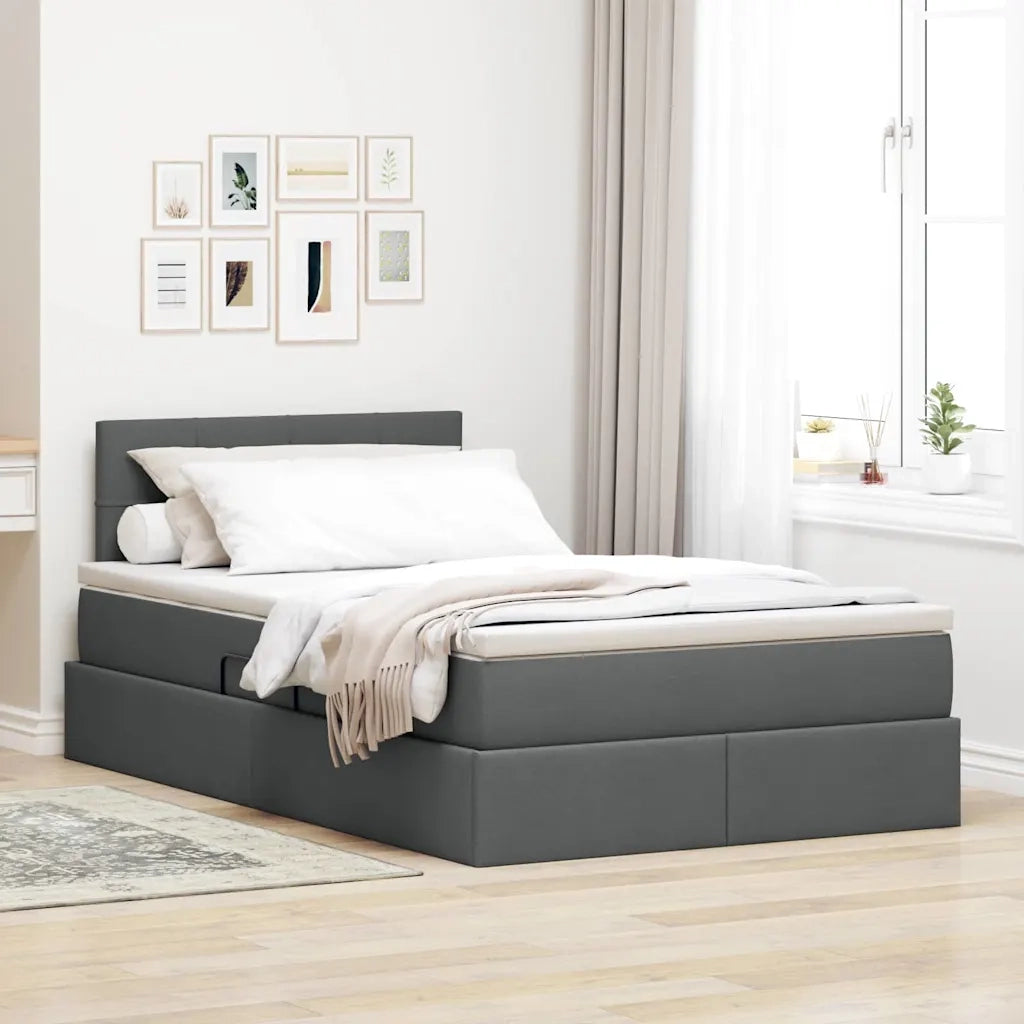 Letto con contenitore e materasso Grigio scuro 120 x 190 cm