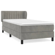 Letto singolo | Letto per adulti | Giroletto a Molle con Materasso Grigio Chiaro 90x190 cm Velluto