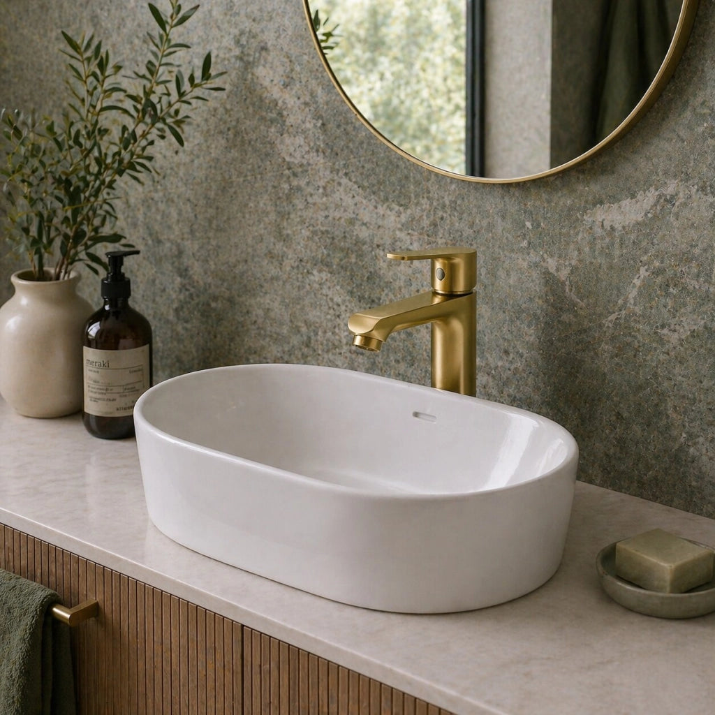 Miscelatore Rubinetto Oro Opaco Casa Bagno Lavabo Monocomando Moderno 94017