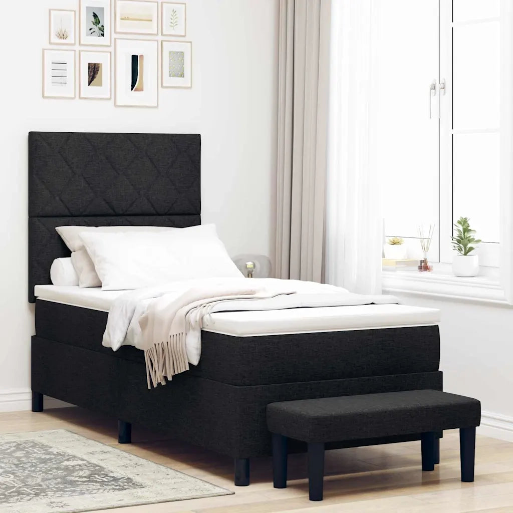 Letto a molle con materasso Nero 100 x 200 cm Tessuto