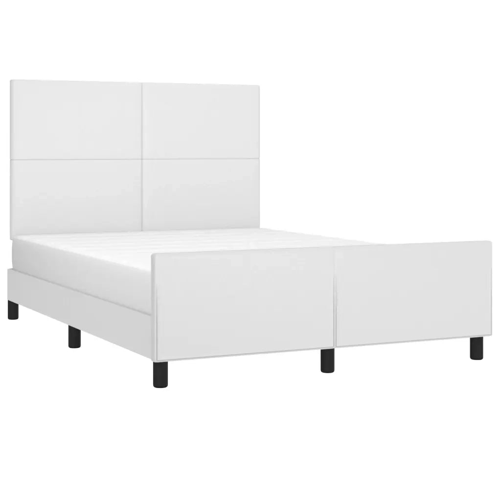 Letto matrimoniale | Letto per adulti | Giroletto con Testiera Bianco 140x190 cm in Similpelle