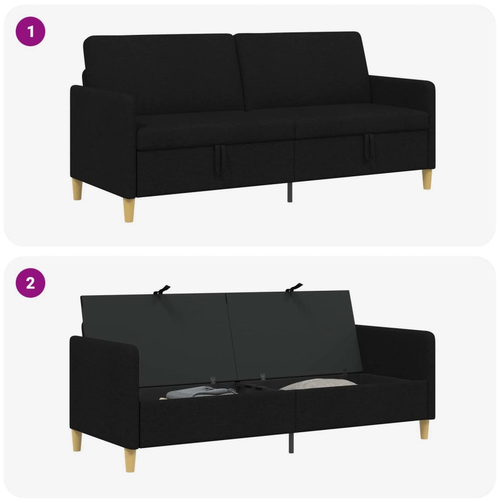 Divano con Storage Nero 192 x 78 x 87 cm Poliestere 42036977