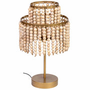 Lampada da tavolo in metallo e legno 28,5x28,5x35/50h cm Oro