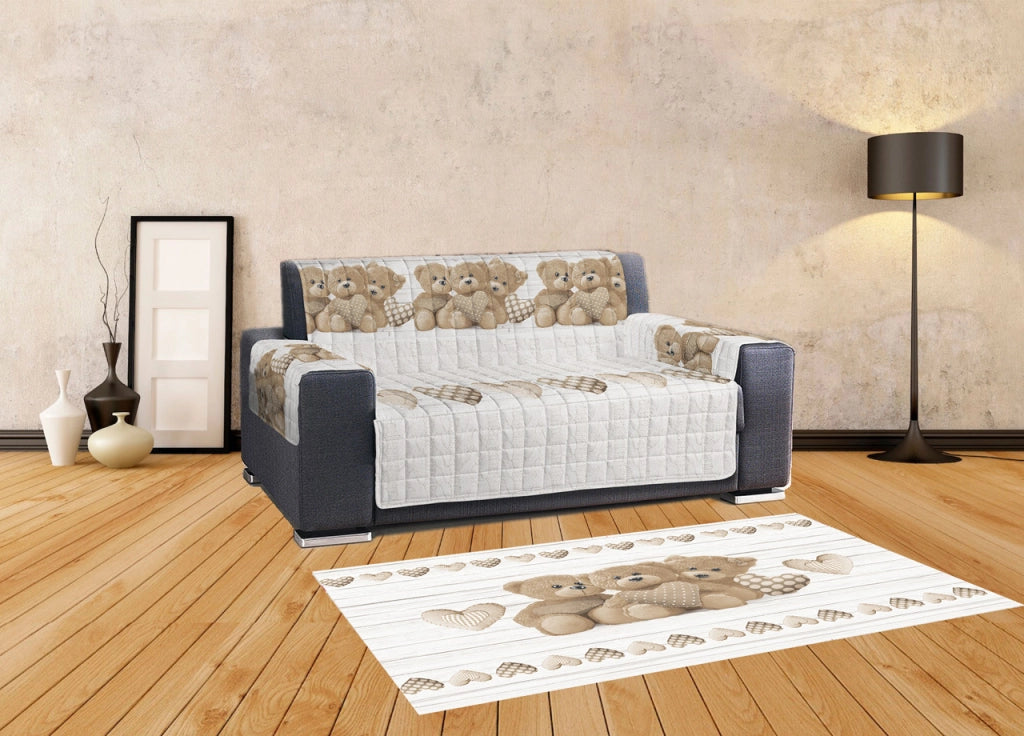 Tappeto Antiscivolo In Stampa Digitale Linea Pensieri Delicati Dis. New Orsetti - 115x168 - Beige
