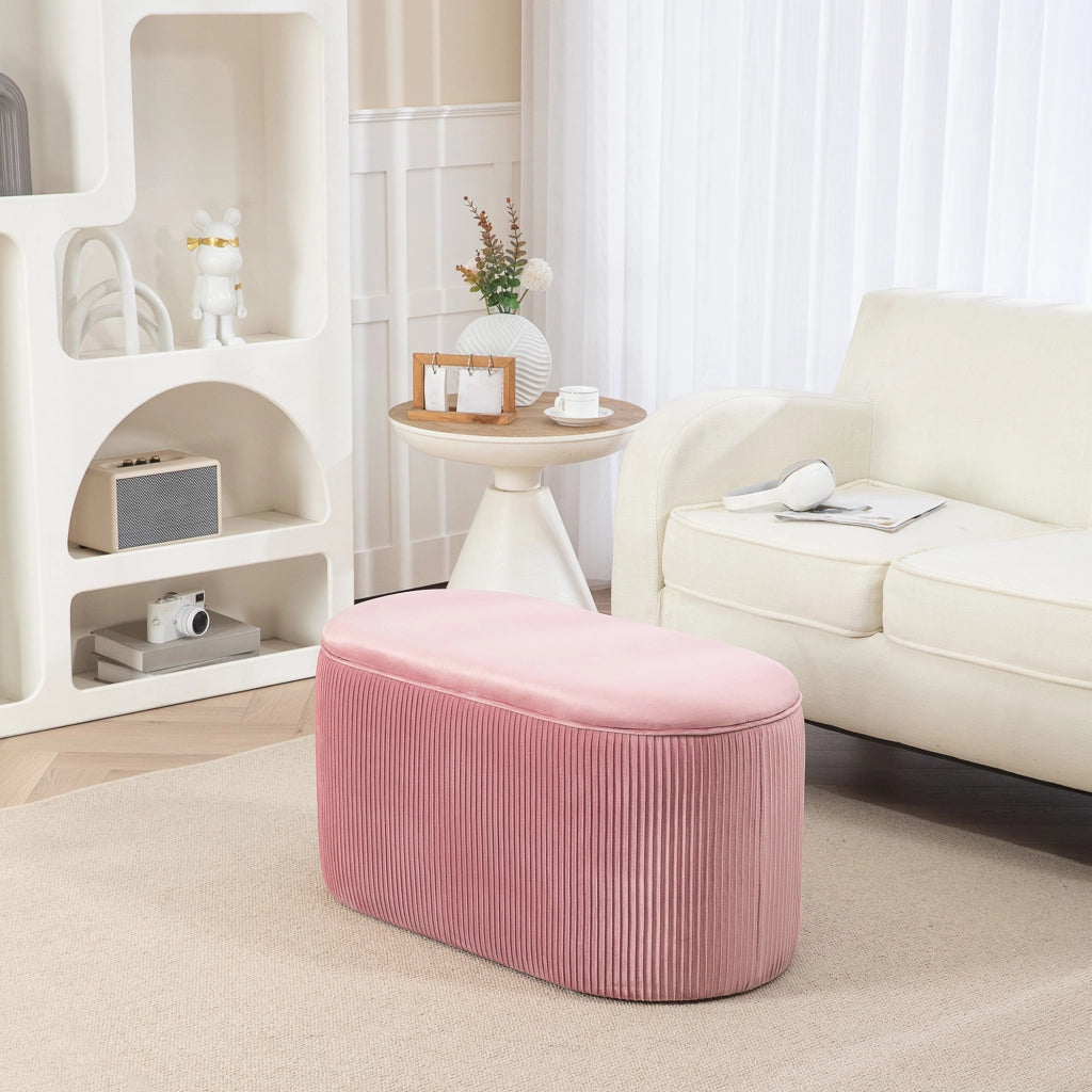 Divano con cassetti ¨C zephmum ¨C velluto rosa antico, 81x40x41 cm
