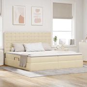 Letto con contenitore e materasso Crema 200 x 200 cm Poliestere 3371932