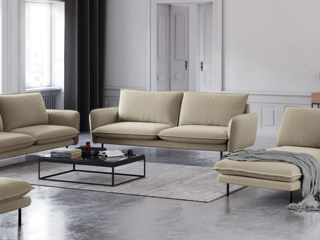 Cosmopolitan Design - Divano "Vienna" 3 posti in tessuto strutturato beige 