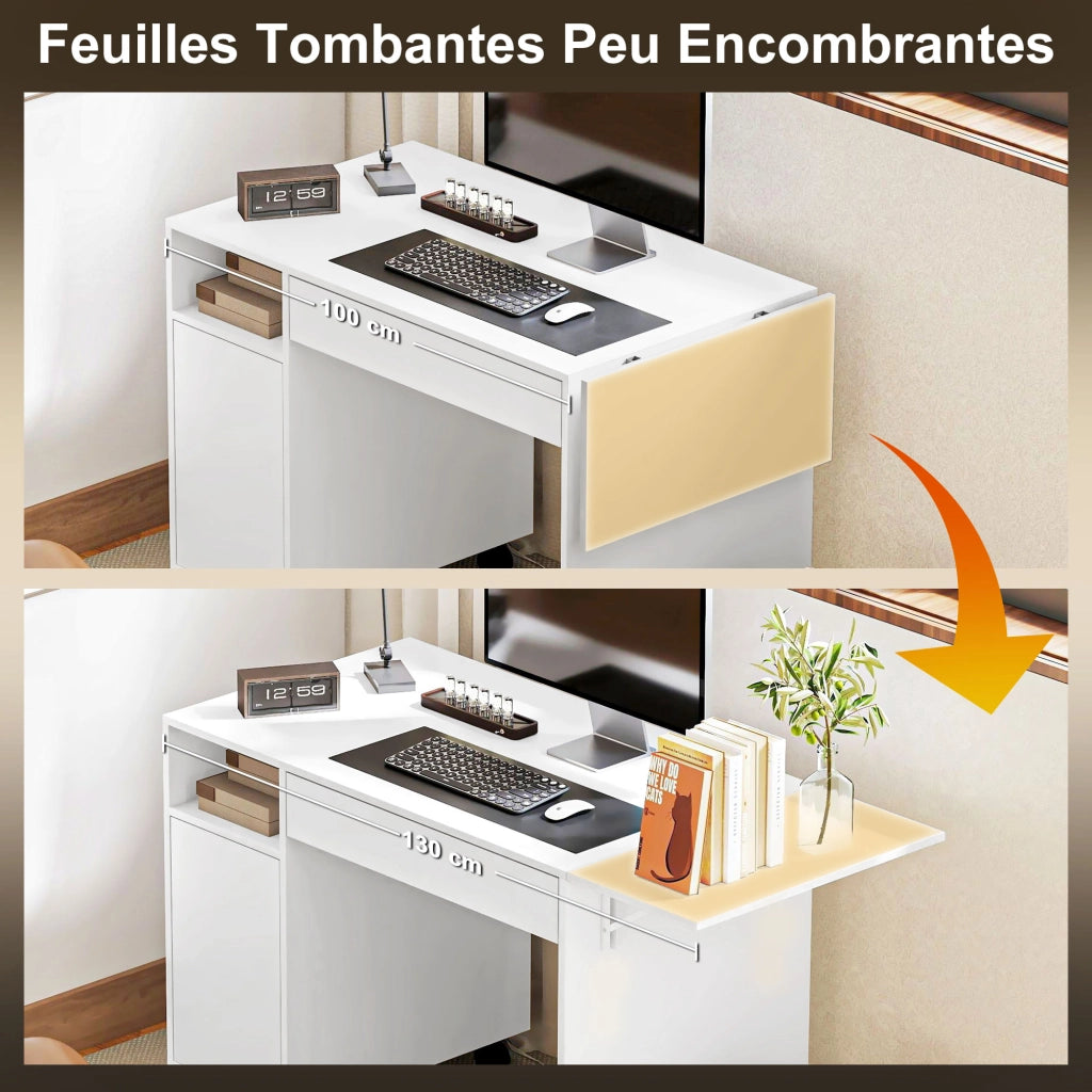 Scrivania con Ruote e Cassetti ¨C Minimal ¨C Bianco 130x58x