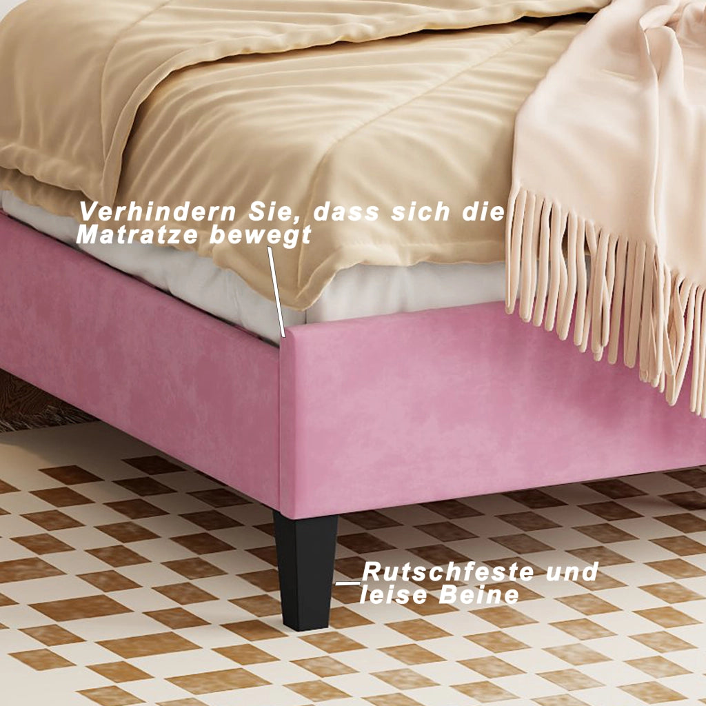 letto imbottito velluto rosa 140 x 200 cm