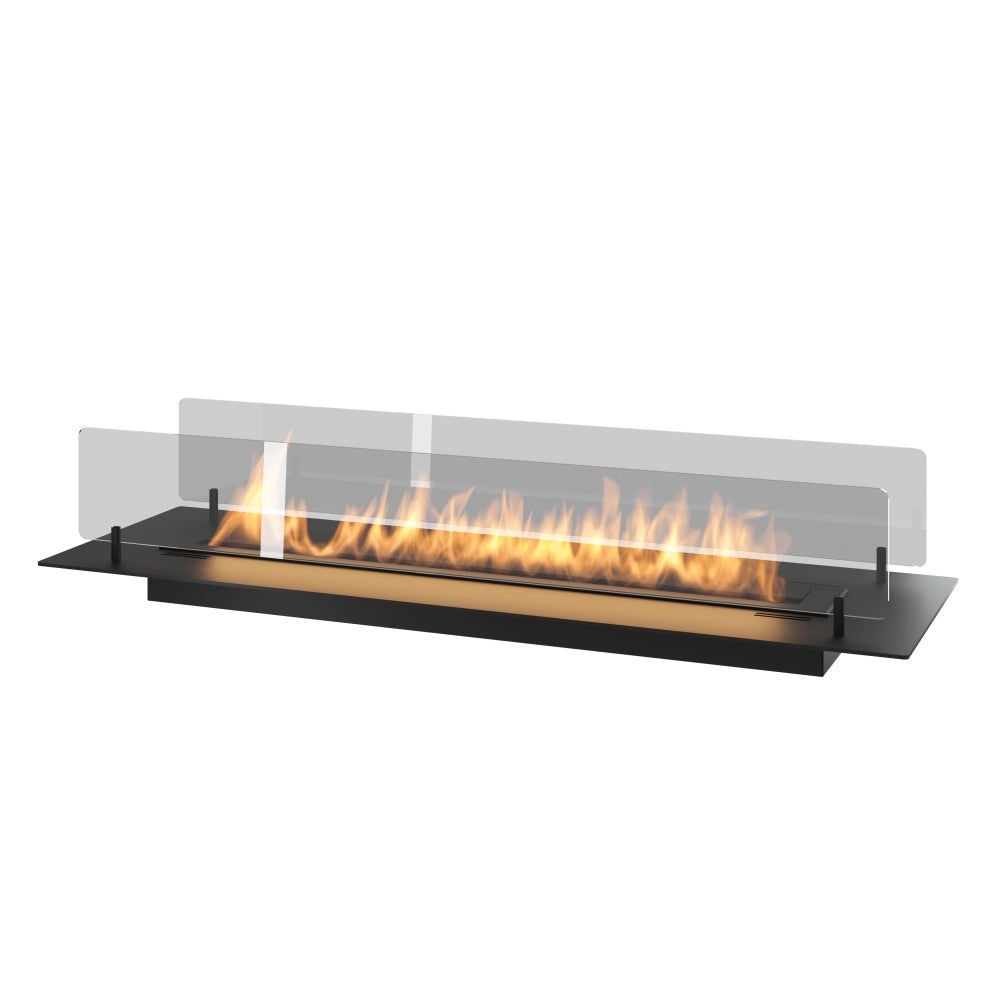 Camino a Bioetanolo da Incasso o appoggio Insert Black 1000 - Biocamino nero sottile con due vetri, Serbatoio 2l - 100cm